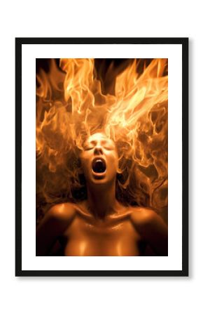 Nude woman burning with pleasure,  Generative AI Illustration