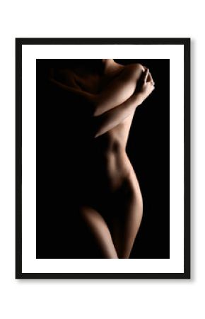 Nude Woman in the Dark. Beautiful Sexy Naked Body Girl