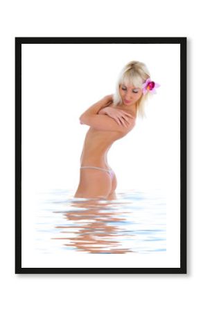 portrait of the nude blonde with blue eyes