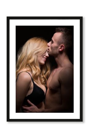 Passionate lovers in intimate moment