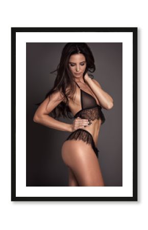 Sensual attractive lady posing in studio.