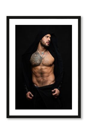 Muscular and sexy torso of young man with perfect abs. Fitness abdominal muscle. Man six pack.