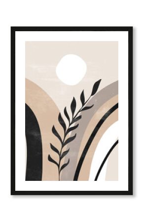 Abstract sun moon print boho minimalist printable wall art geometric