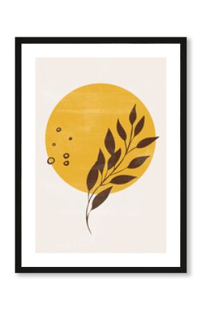 Botanical vintage print boho sun moon minimalist wall art abstract home decor