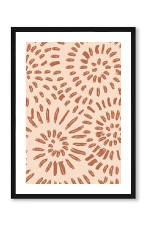 Abstract background with hand-drawn brush strokes in neutral beige and brown colors. Mid-century minimalist design perfect for print, card, poster