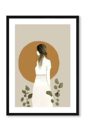 minimalist, two toned boho, drawing, earth tones, AI assisted finalized in Photoshop by me 