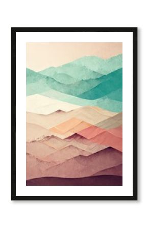 Abstract painting. boho minimal vector 2d, pastel colours, muted colours, background. Generative AI.