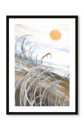 Printable wall art poster print. Hand drawn minimalism design for scandinavian interior. 