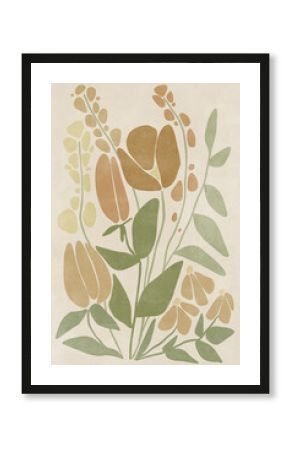 Printable wall art poster print. Hand drawn minimalism design for scandinavian interior. 