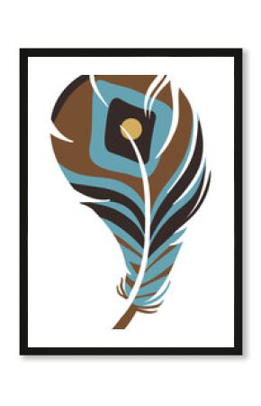 Tribal feather with colorful ornament. Ethnic boho element