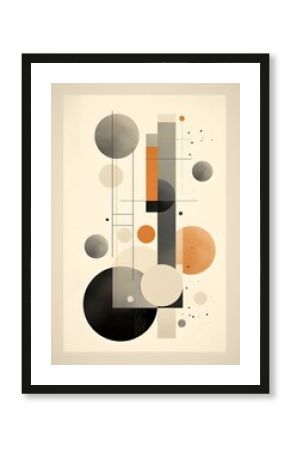 Mid Century Biege, Brown Sienna black and brown Bauhaus oil painting boho wall art HD Circles squares arches rectangles organic shapes abstract art Earth tones 