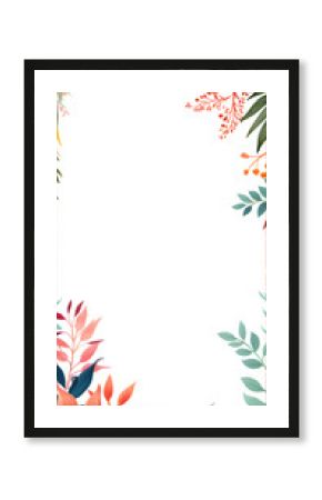 Digital retro boho flowers border graphics poster mobile phone background