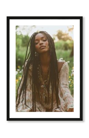 Bohemian Beauty in a Field of Flowers