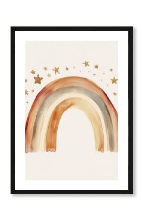 Watercolor Rainbow Stars.