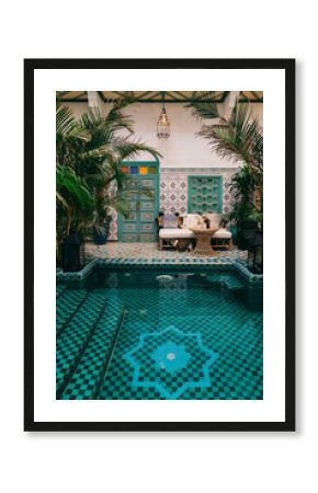 Beautiful Tiled Moroccan Interior With Courtyard Pool