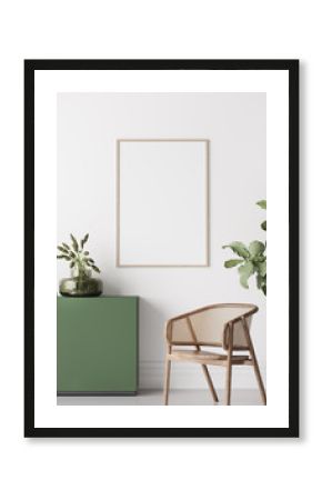 Frame mock up in Boho Chic Living Room, simple and comfortable design 