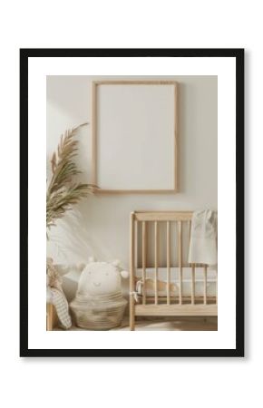 Gallery wall consists of three posters in mockup style hanging from the wall in the nursery.