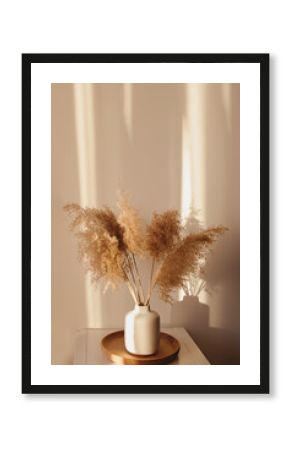 Pampas grass in vase in a living room