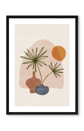 Botanical vintage print boho sun minimalist wall art