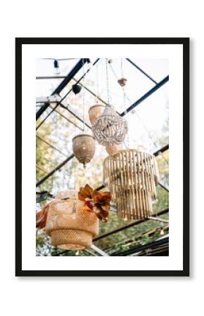   boho chic light bulb garden lights and greenery. Outdoor boho style party