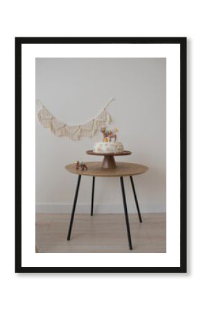 Birthday decoration in boho style with macrame elements