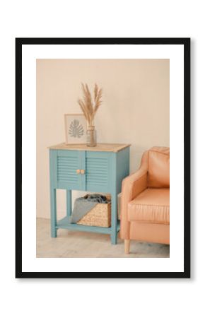 The interior of the children's room in beige tones and boho style