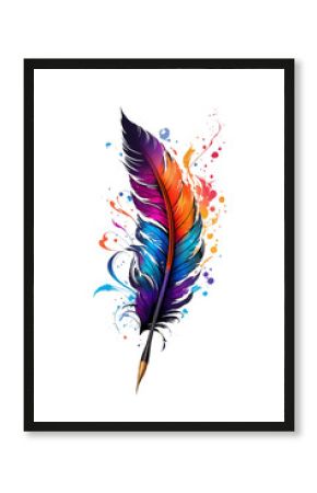 graphic colorful pen for writing bird feather