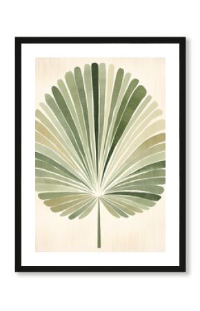 calm green boho style posters with geometric shapes and palm leaves 8:10 for design and wall art print backdrop