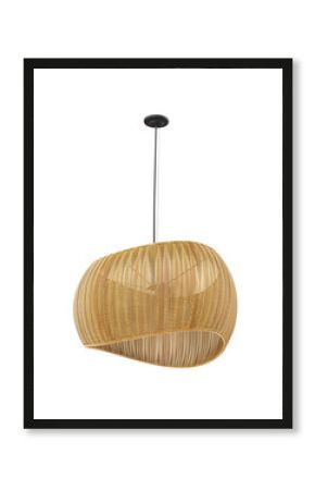 Decorative of bamboo ceiling lamp. Wicker shade lamp or Rattan Ceiling lamp with vintage electric light bulb. Png transparency
