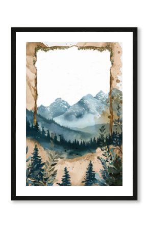 Wedding invitation template tailored for a western boho mountain wedding. Features blank space for personalized text. Perfect for wedding stationery, event planning, and graphic design projects