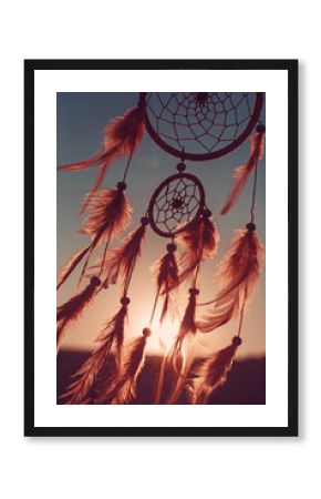 Dreamcatcher sunset , boho chic, ethnic amulet