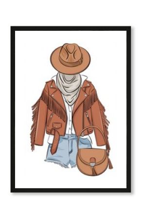 Stylish Western Fashion Outfit Featuring Fringe Jacket and Hat