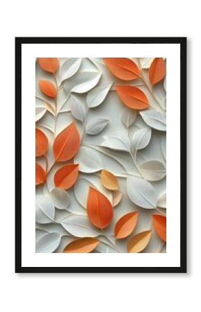 Seamless Abstract Decorative 3D Leaves Pattern Background