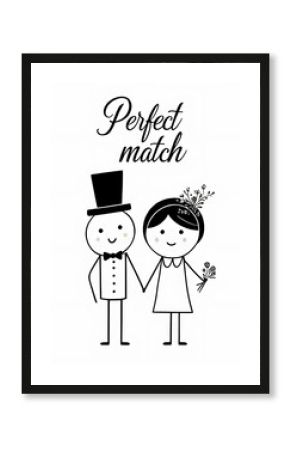 Minimalist Perfect Match Stick Figures Illustration Card