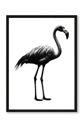 PNG Flamingo retro photocopy stipple effect white bird illustration.