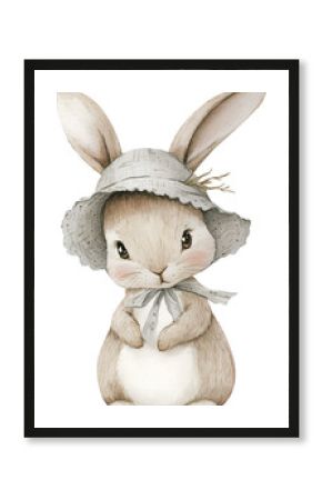 rabbit watercolor vintage on transparent background. symbol happy easter png illustration