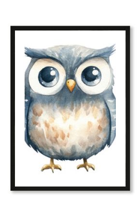 PNG Cute owl illustration watercolor drawing.