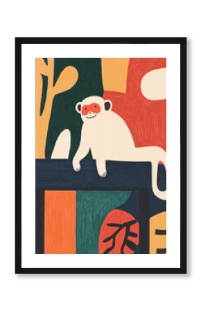 Vibrant abstract monkey illustration with colorful background