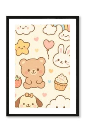 Cute whimsical kawaii illustration