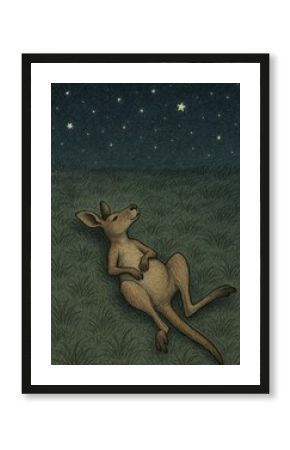 Kangaroo stargazing serene night