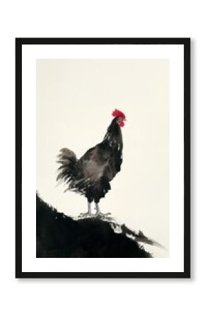 Ink painting minimal of chicken poultry animal bird.