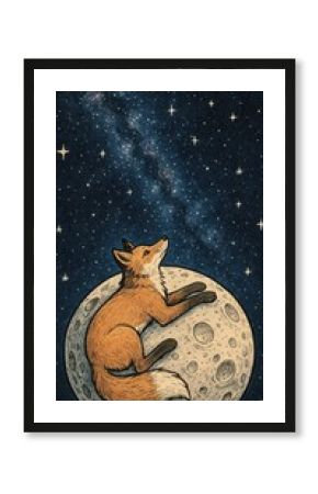 Fox dreaming on moon