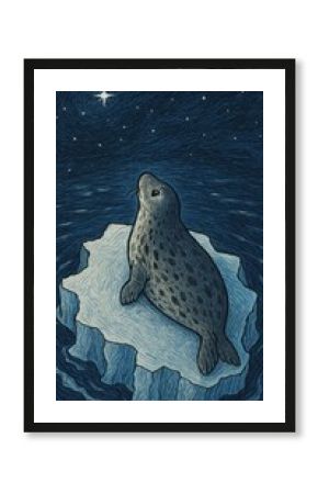 Seal gazes starry sky