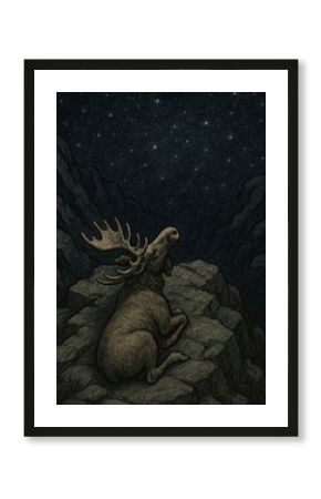 Moose gazing starry night
