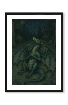 Dragon stargazing in forest