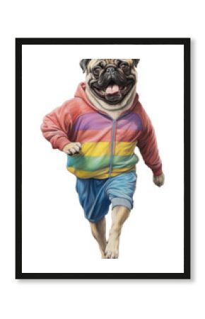 PNG Dog character sportswear Running drawing sketch illustrated.