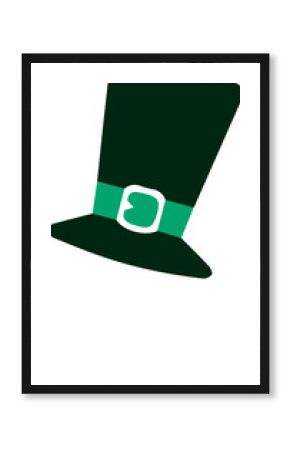 Graphic is showing flat leprechaun top hat with white shamrock on transparent background