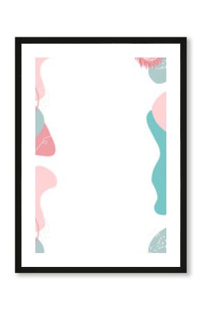 Decorative border framing transparent area showing pastel shapes lion head and rainbow, copy space