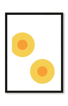 Two stylized eggs are floating on transparent field, featuring pale yellow rings and deep yolks