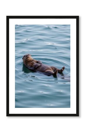 Playful sea otter floating in calm waters coastal environment wildlife photography serene viewpoint